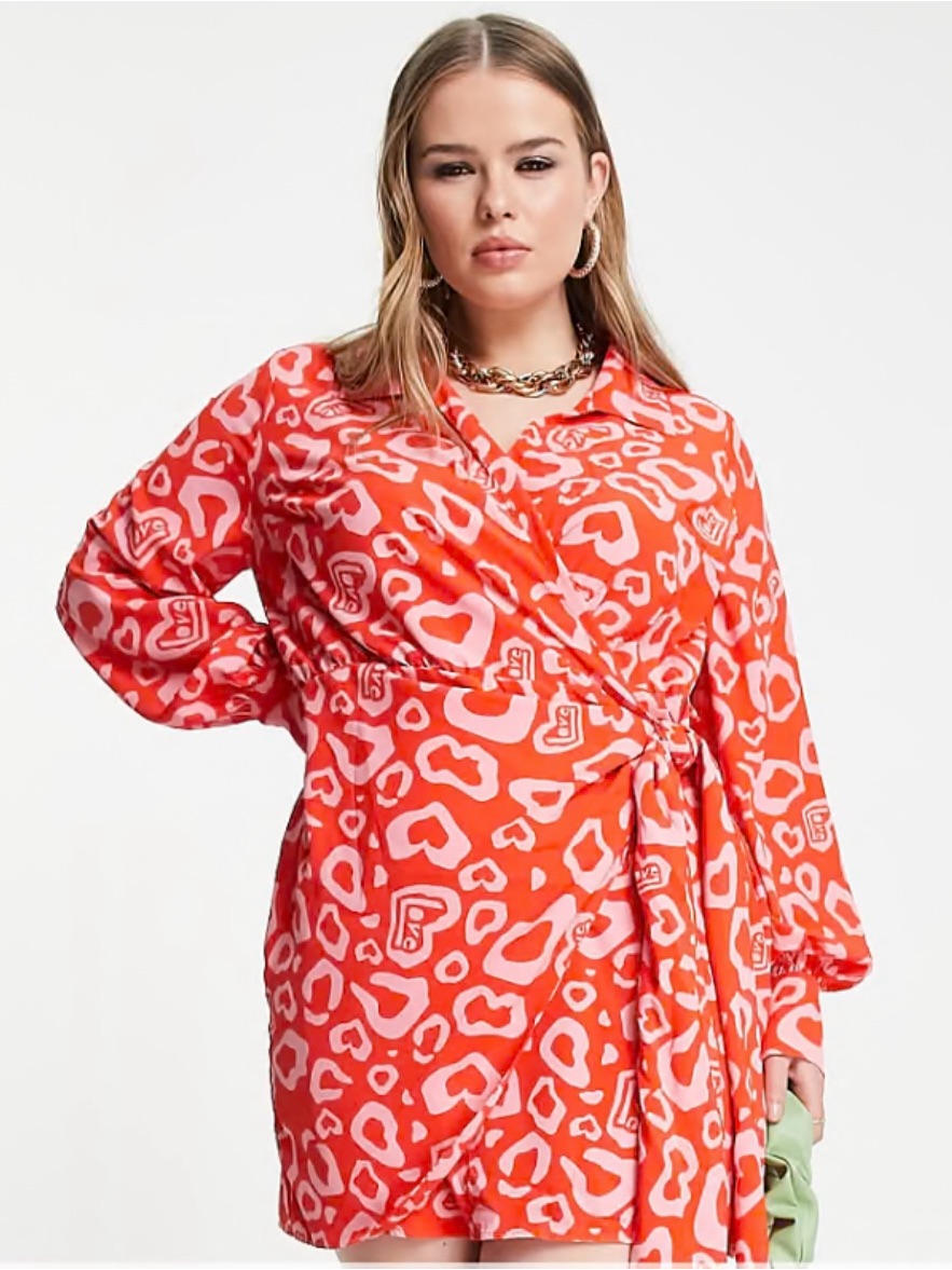 Never Fully Dressed Red And Pink Wrap Mini Dress